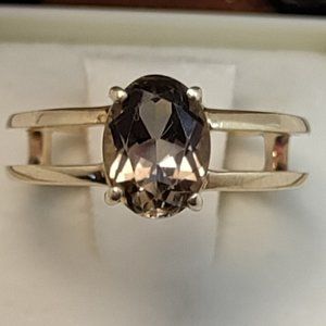 Sz5 Vintage 14k Yellow Gold Smoky Quartz Ring